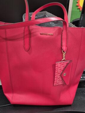Michael Kors Red Tote with Matching Card Case